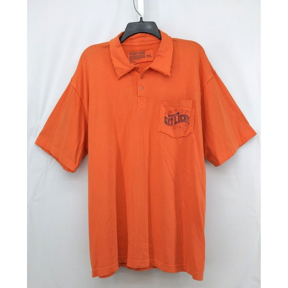 Get Lucky Polo Shirt Mens Size XXL Orange Lightweight Casual Outdoors